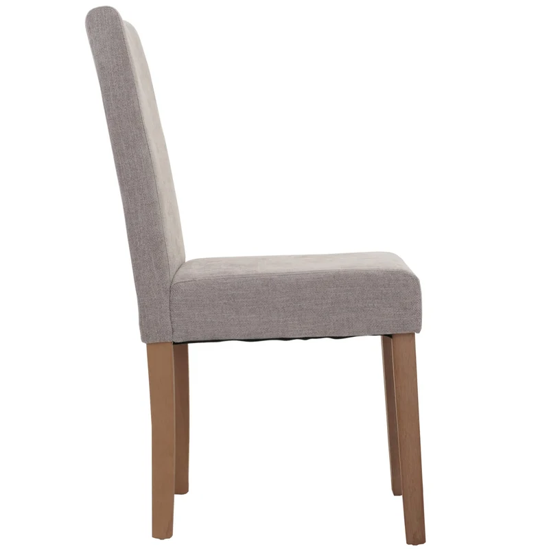 Lot de 4 chaises de salle à manger dossier haut tissu chenille gris clair bois massif naturel 04_0007516