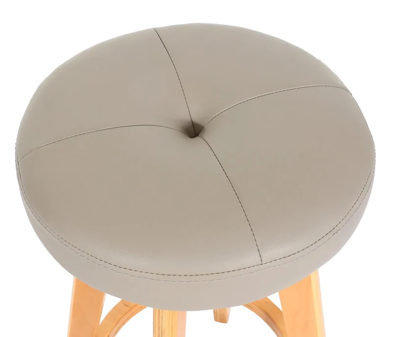 Lot de 2 tabourets de bar pivotants 360° avec repose pieds similicuir taupe bois clair 04_0007471