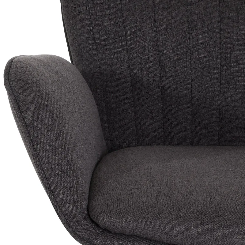 Lot de 2 tabourets de bar pivotants 360° réglables en hauteur avec accoudoirs repose pieds tissu gris foncé métal noir 04_0007467