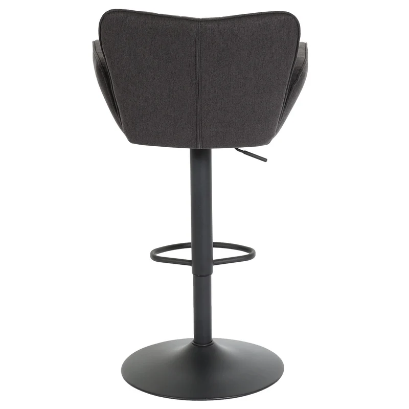 Lot de 2 tabourets de bar pivotants 360° réglables en hauteur avec accoudoirs repose pieds tissu gris foncé métal noir 04_0007467