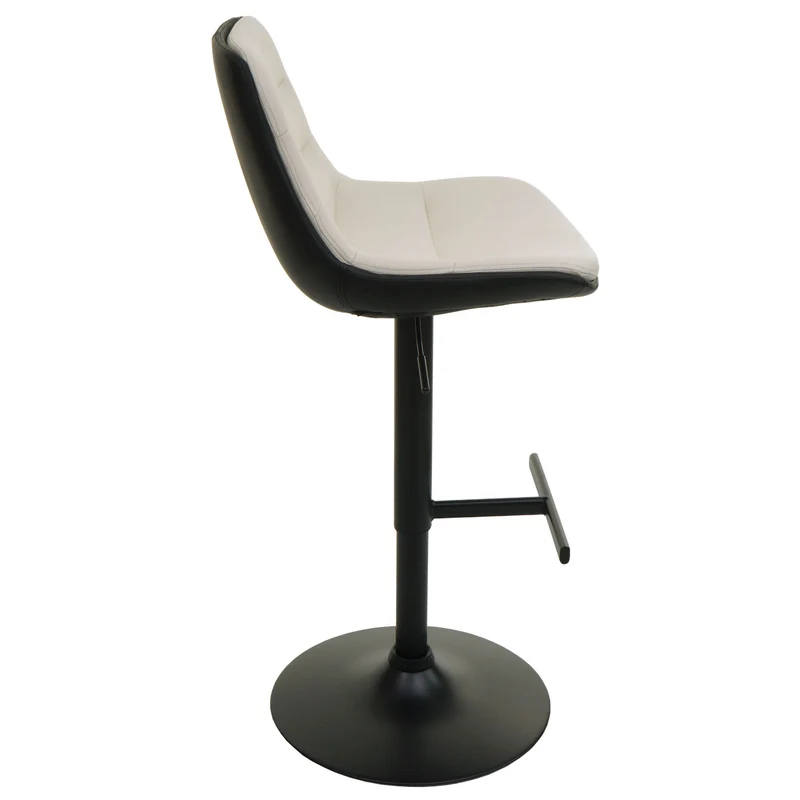 Lot de 2 tabourets de bar pivotants 360° réglables en hauteur avec dossier similicuir crème beige métal noir 04_0007463