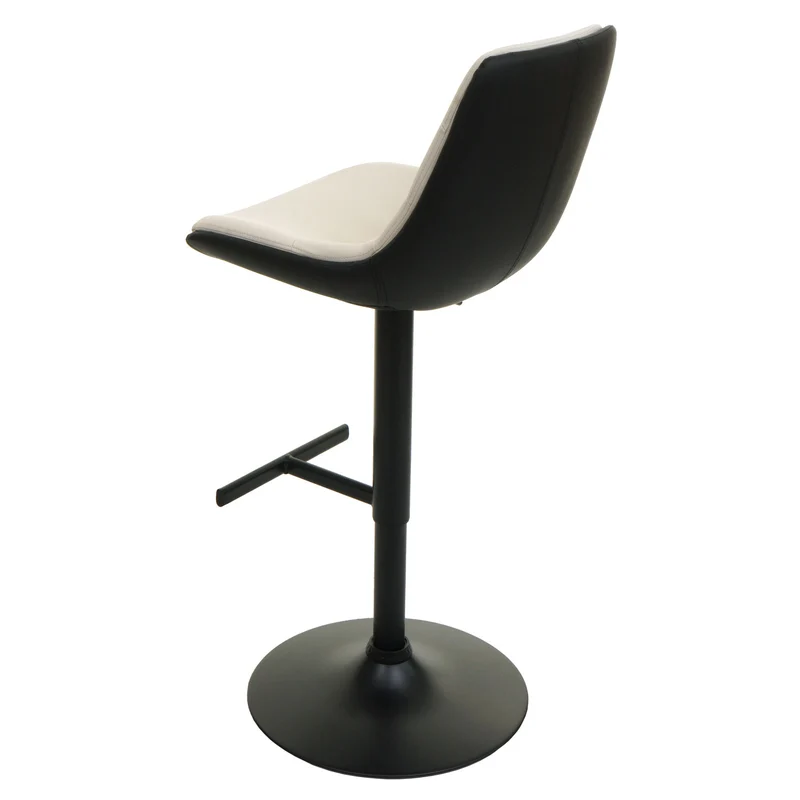 Lot de 2 tabourets de bar pivotants 360° réglables en hauteur avec dossier similicuir crème beige métal noir 04_0007463