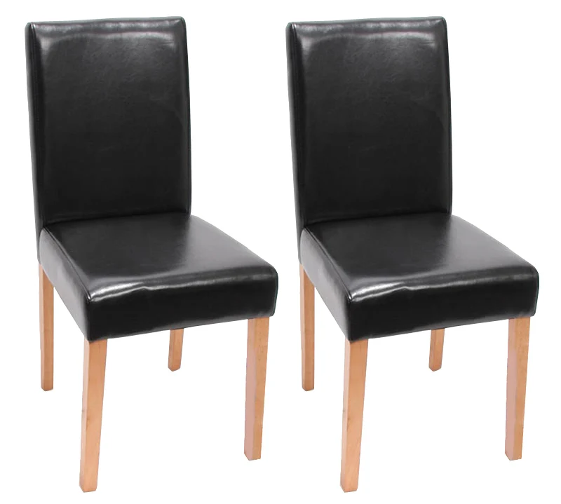 Lot de 2 chaises de salle à manger dossier haut similicuir noir bois clair 04_0007407