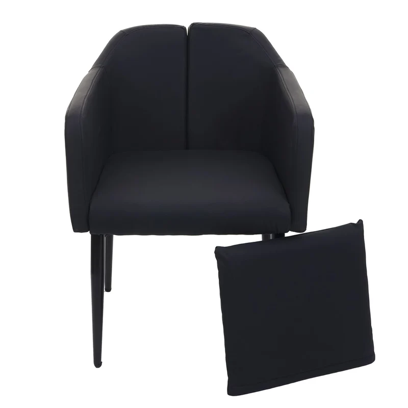 Lot de 2 chaises de salle à manger avec accoudoirs similicuir noir métal noir 04_0007357