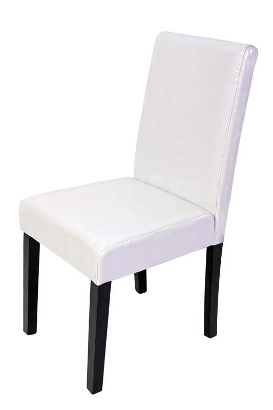 Lot de 2 chaises de salle à manger dossier haut cuir blanc bois massif foncé 04_0007336
