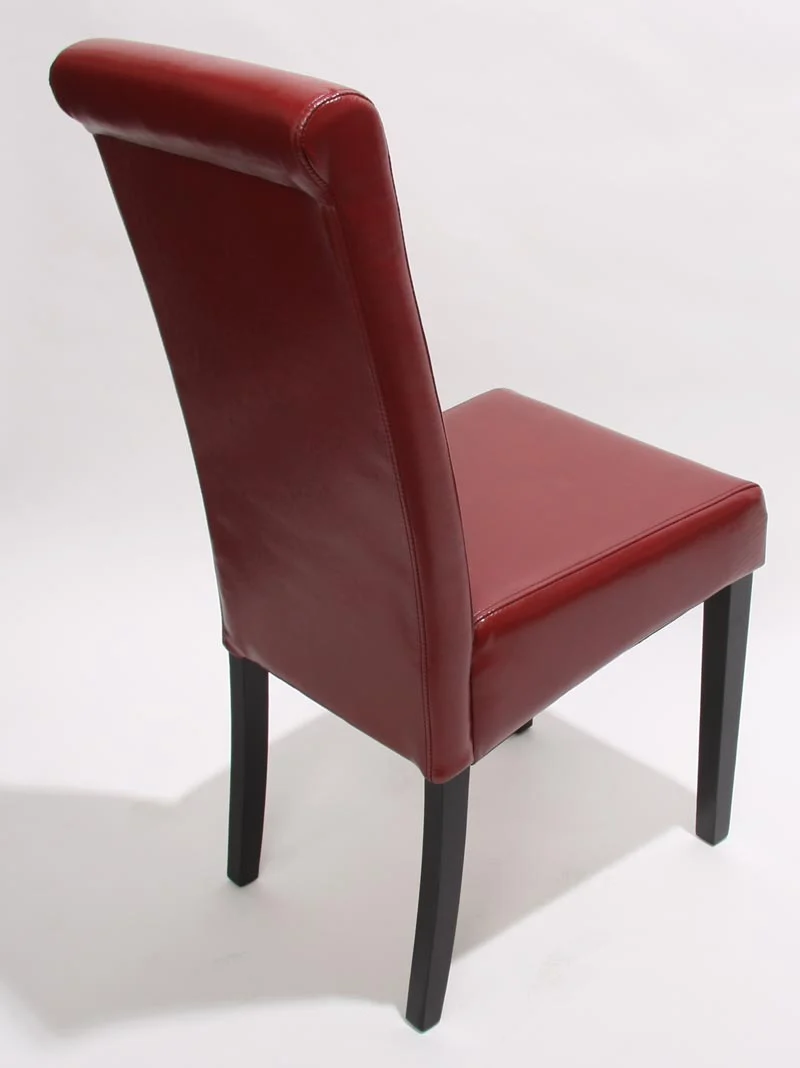 Lot de 2 chaises de salle à manger dossier haut cuir rouge bois massif foncé 04_0007318