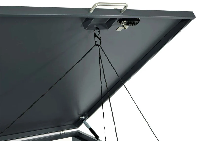 Cache poubelles double extensible avec fermeture à clé et code 117x142x98 cm métal anthracite aspect bois cerisier foncé 04_0007010
