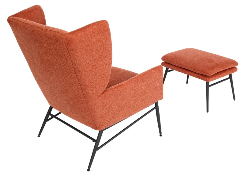 Fauteuil lounge avec repose-pieds dossier enveloppant avec appuie-tête latéraux tissu terracotta marron 96x73x82 cm 04_0006916