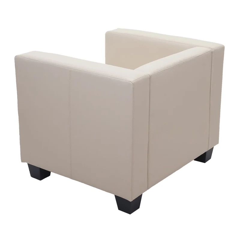 Fauteuil lounge moderne 70x86x75 cm rembourré avec accoudoirs simili cuir crème 04_0011581
