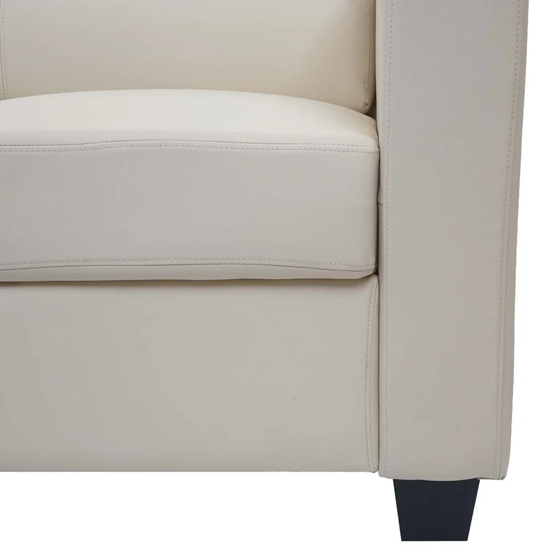 Fauteuil lounge moderne 70x86x75 cm rembourré avec accoudoirs simili cuir crème 04_0011581