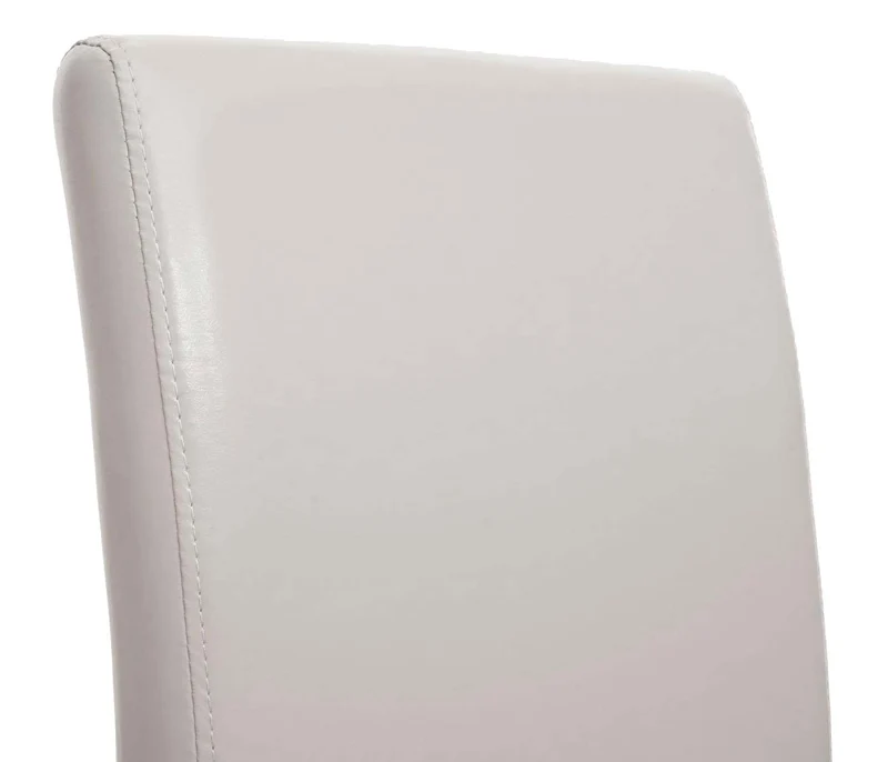 Chaise de salle à manger rembourrée avec dossier haut cuir et simili cuir crème pieds bois foncé 04_0010858