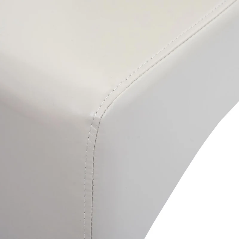 Chaise de salle à manger rembourrée avec dossier haut cuir et simili cuir crème pieds bois foncé 04_0010858