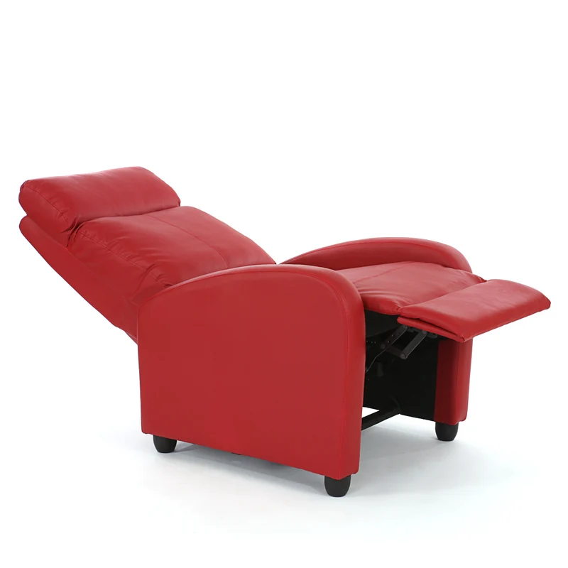 Fauteuil relax inclinable avec repose pieds et fonction allongée simili cuir rouge 04_0011483