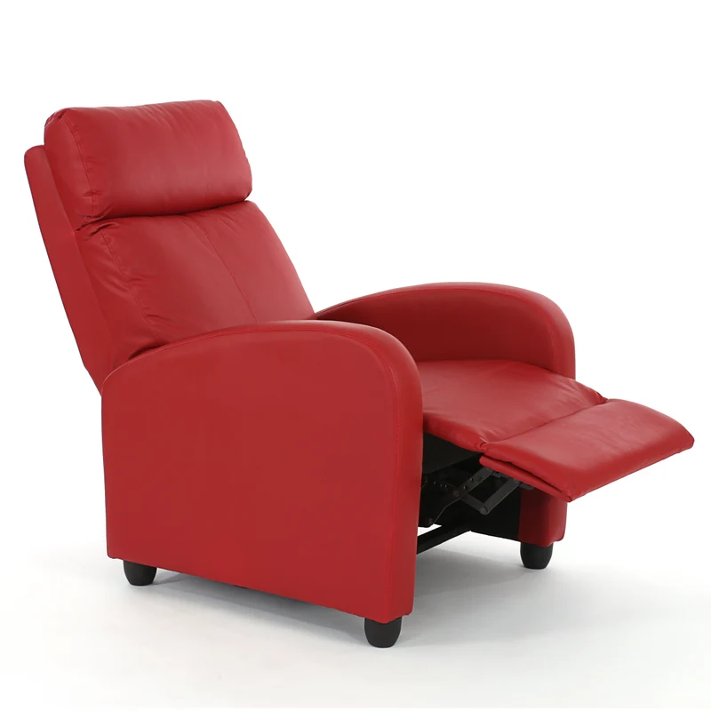 Fauteuil relax inclinable avec repose pieds et fonction allongée simili cuir rouge 04_0011483
