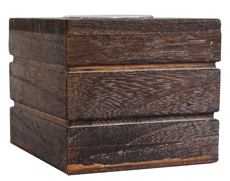 Lot de 3 porte bougies photophores style vintage 7x8x8 cm bois de paulownia marron 04_0011385