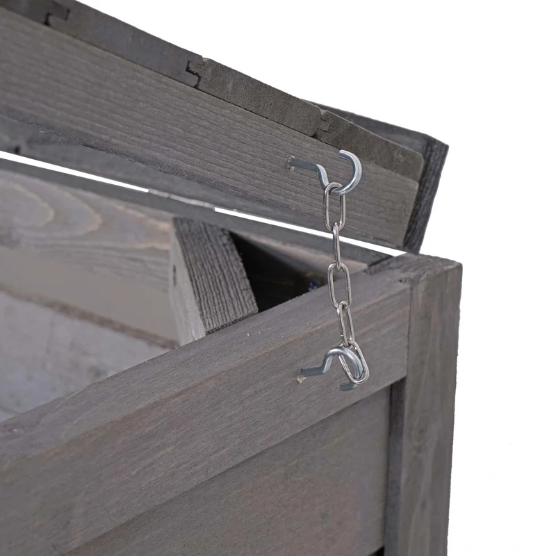 Cache poubelles XL 4 bacs extensible avec couvercles et portes verrouillables 126x316x98 cm bois de sapin anthracite gris 04_0010880