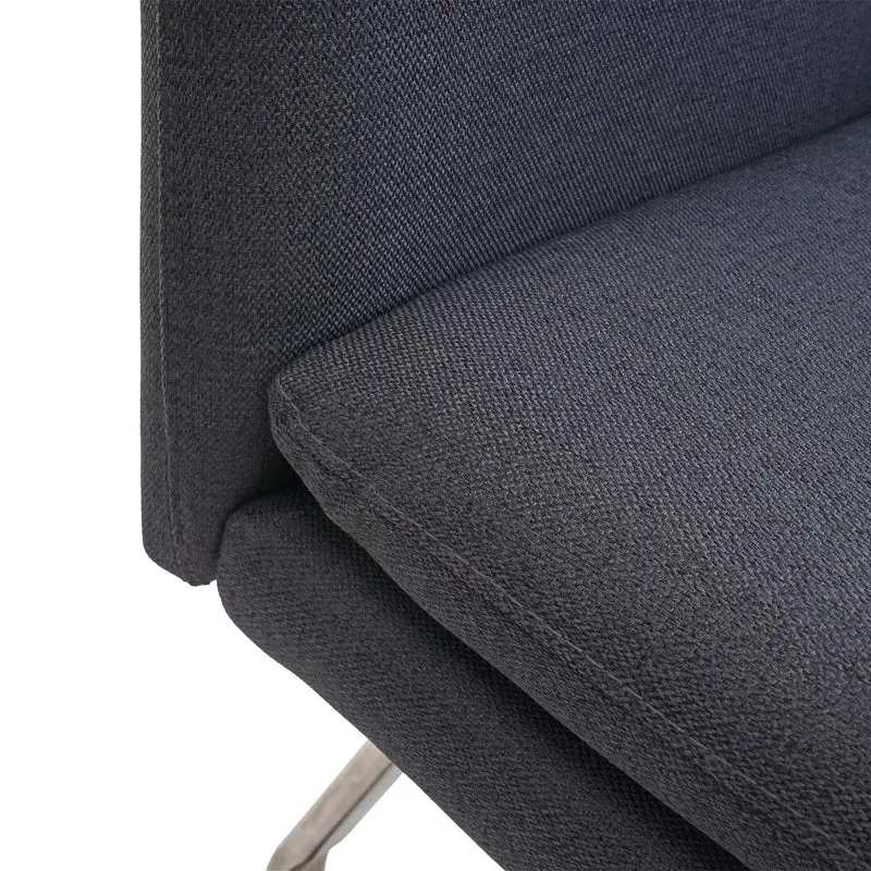 Banc de salle à manger rembourré avec dossier 160 cm tissu polyester gris acier inoxydable brossé 04_0010904