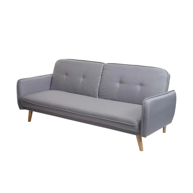 Canapé convertible 3 places avec dossier réglable 185 cm tissu polyester gris 04_0010692