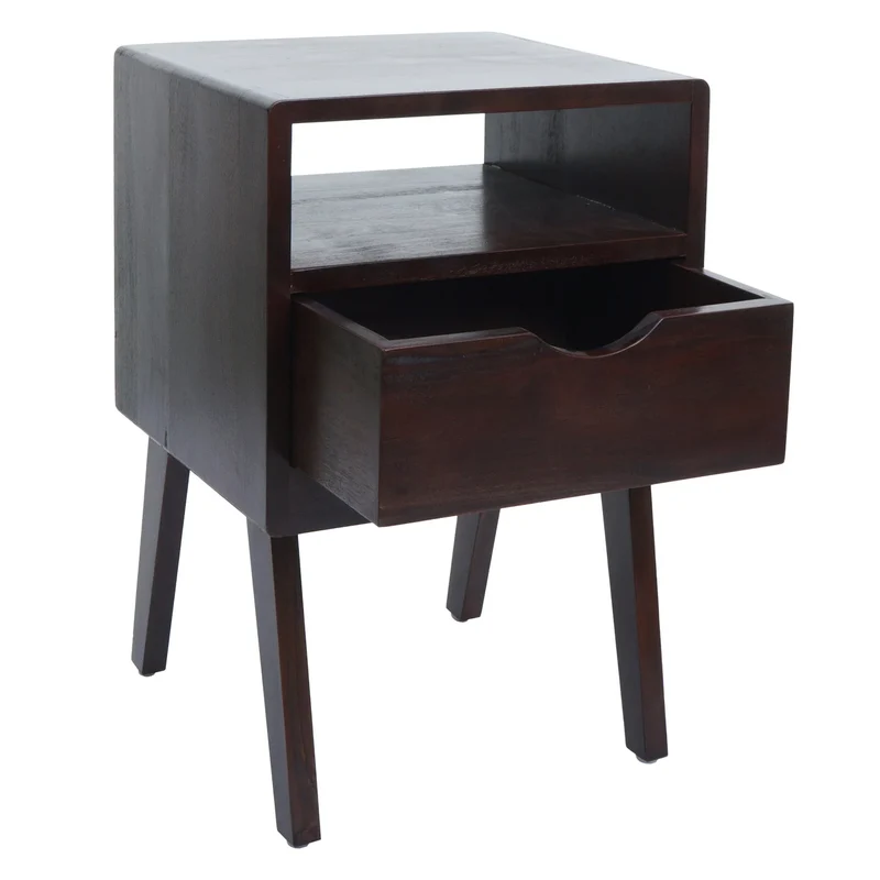 Table de chevet avec tiroir et rangement ouvert 64x42x40 cm bois d’acajou marron foncé 04_0009136