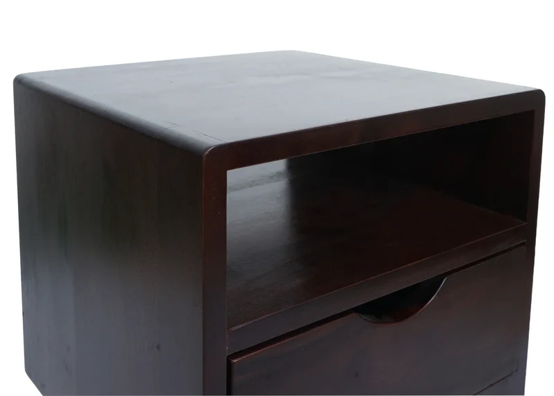 Table de chevet avec tiroir et rangement ouvert 64x42x40 cm bois d’acajou marron foncé 04_0009136