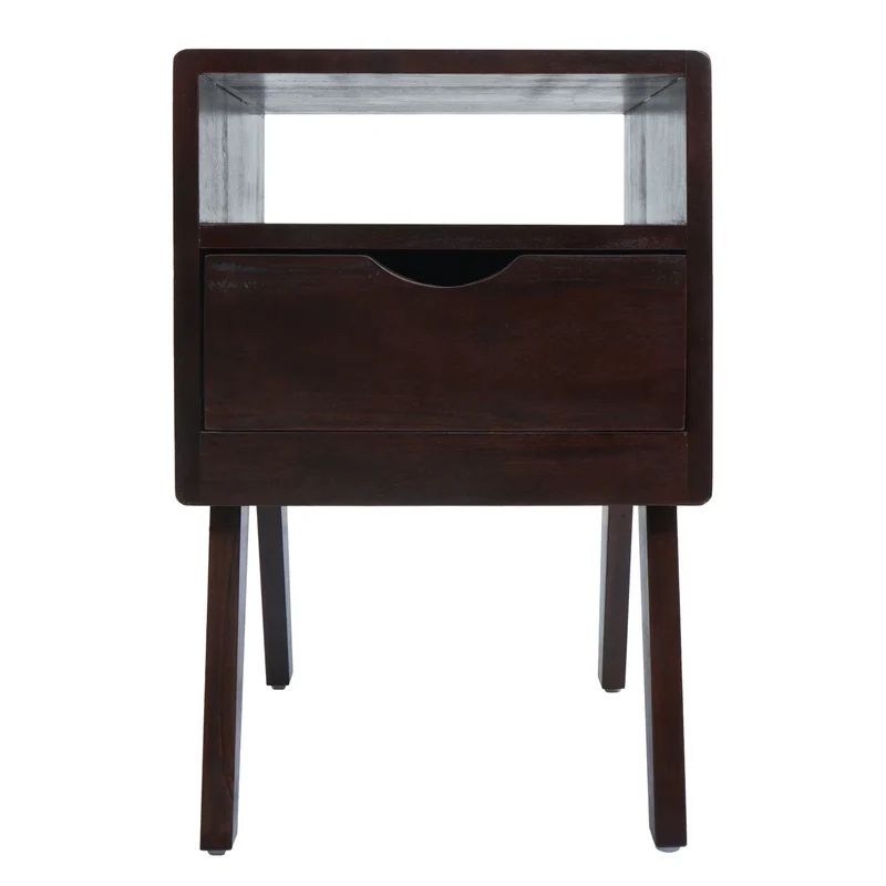Table de chevet avec tiroir et rangement ouvert 64x42x40 cm bois d’acajou marron foncé 04_0009136