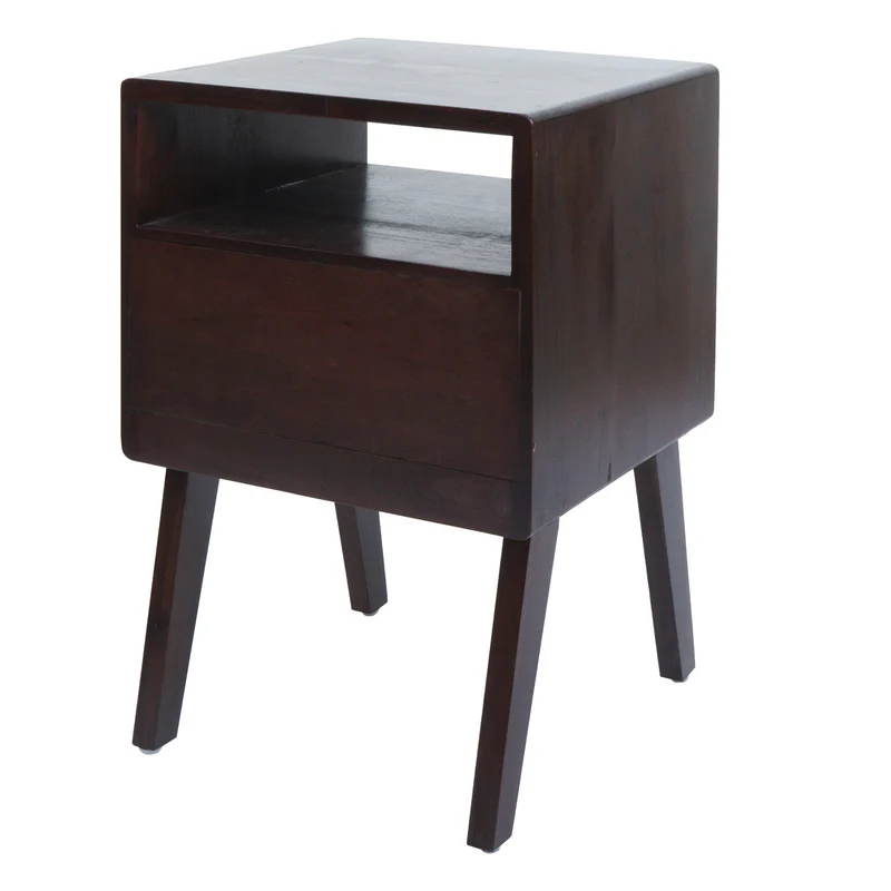 Table de chevet avec tiroir et rangement ouvert 64x42x40 cm bois d’acajou marron foncé 04_0009136
