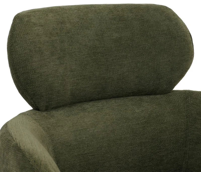 Chaise de salle à manger design contemporain pivotante avec fonction Auto-Return en tissu chenille olive 04_0009366