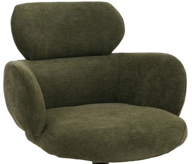 Chaise de salle à manger design contemporain pivotante avec fonction Auto-Return en tissu chenille olive 04_0009366