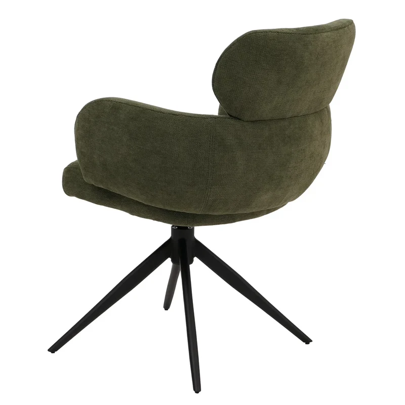 Chaise de salle à manger design contemporain pivotante avec fonction Auto-Return en tissu chenille olive 04_0009366