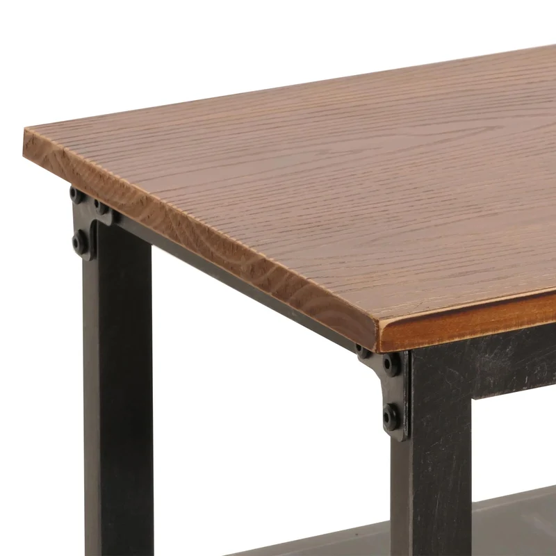Meuble TV industriel sur roulettes avec rangements 55x130x36 cm métal noir bois marron 04_0010074