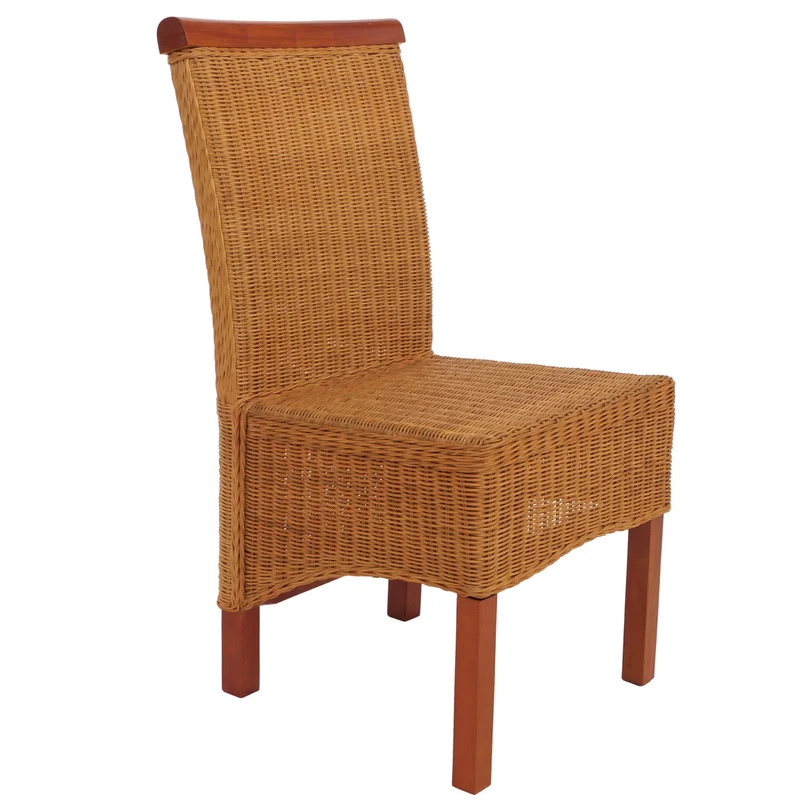 Lot de 2 chaises de salle à manger en rotin en bois d’acajou rotin naturel 04_0011527