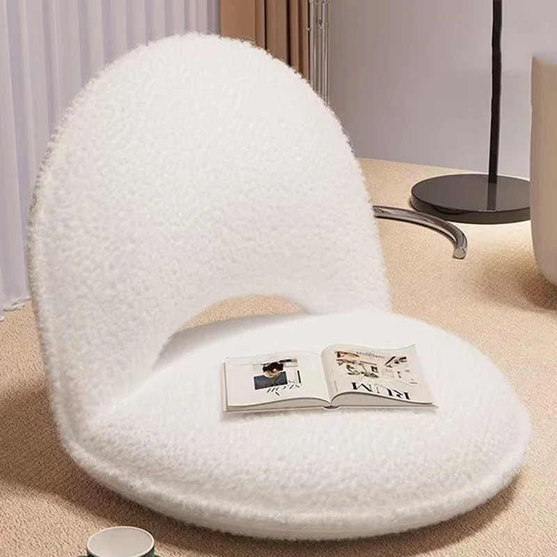 Modern Minimalist Oval Foldable Sherpa Fabric Corduroy Carbon Steel Accent Chair Backrest Armless For Living Room