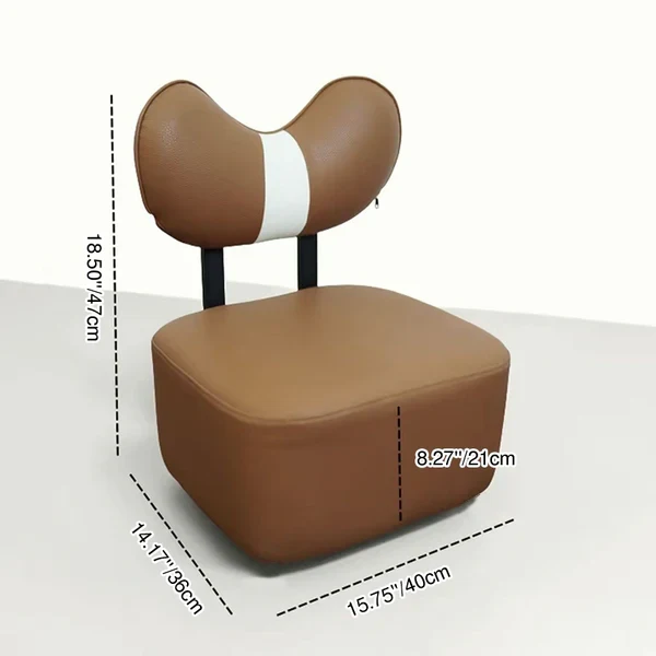 Contemporary Creative Cashew Nuts Square Pine Wood Faux Leather Sponge Movable Kids Low Stool Backrest Armless For Living Room