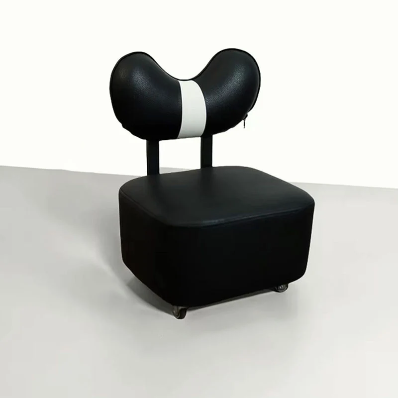 Contemporary Creative Cashew Nuts Square Pine Wood Faux Leather Sponge Movable Kids Low Stool Backrest Armless For Living Room