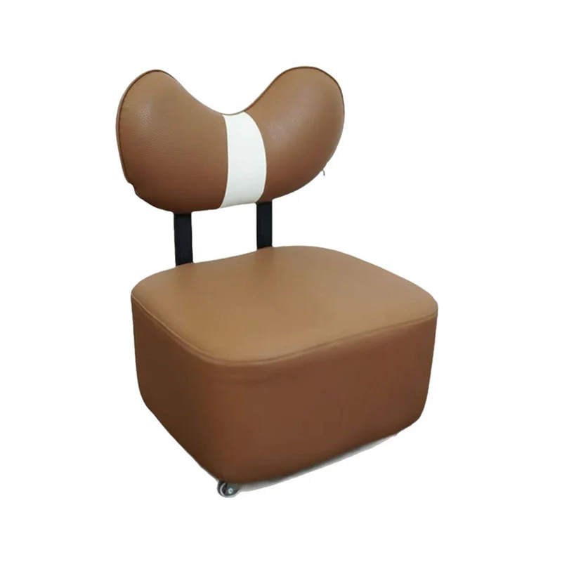 Contemporary Creative Cashew Nuts Square Pine Wood Faux Leather Sponge Movable Kids Low Stool Backrest Armless For Living Room