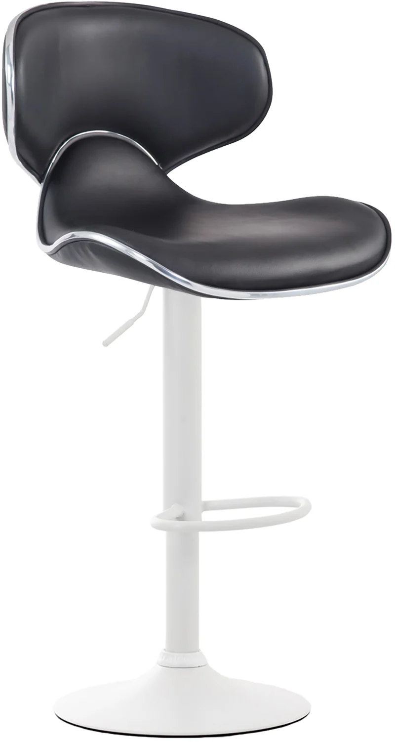 Lot de 2 tabourets de bar design contemporain pieds en métal blanc mat assise en synthétique noir 10_0000355
