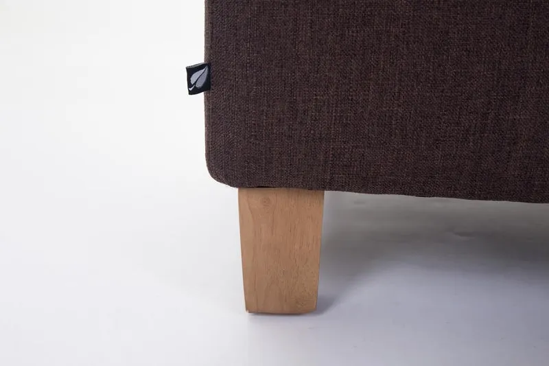 Tabouret bas repose-pieds pouf capitonné en tissu marron pieds en bois 45x46 cm 10_0000062