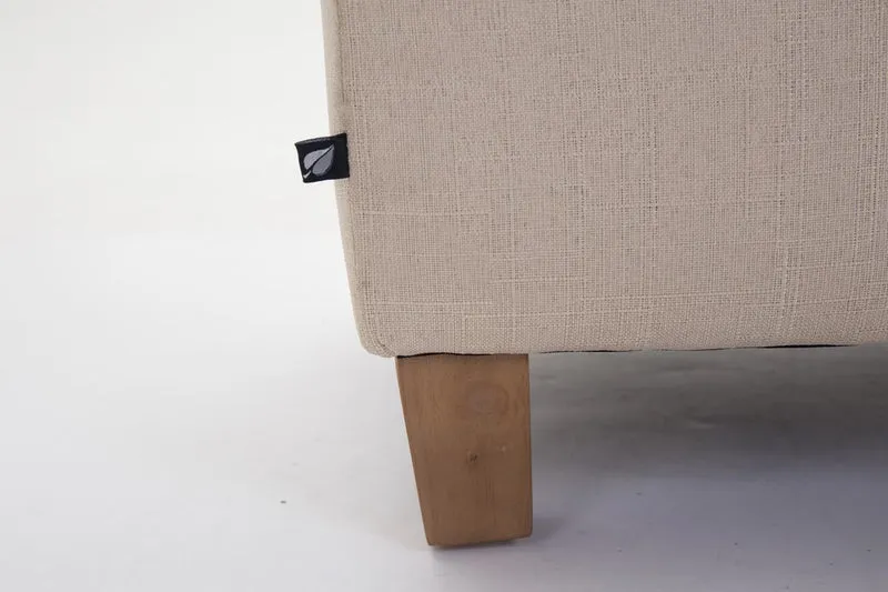 Tabouret bas repose-pieds pouf capitonné en tissu crème pieds en bois 45x46 cm 10_0000059