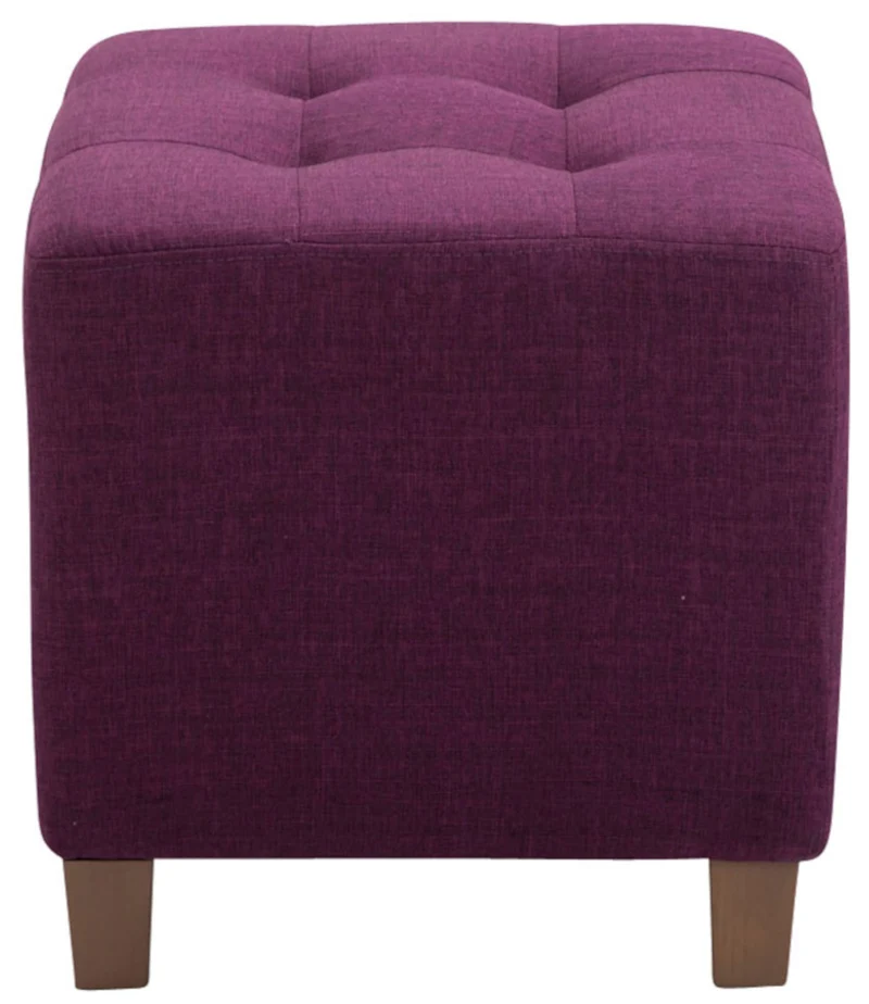 Lot de 2 poufs carrés en tissu violet avec pieds en bois 45x45 cm – Assise capitonnée élégante 10_0006694