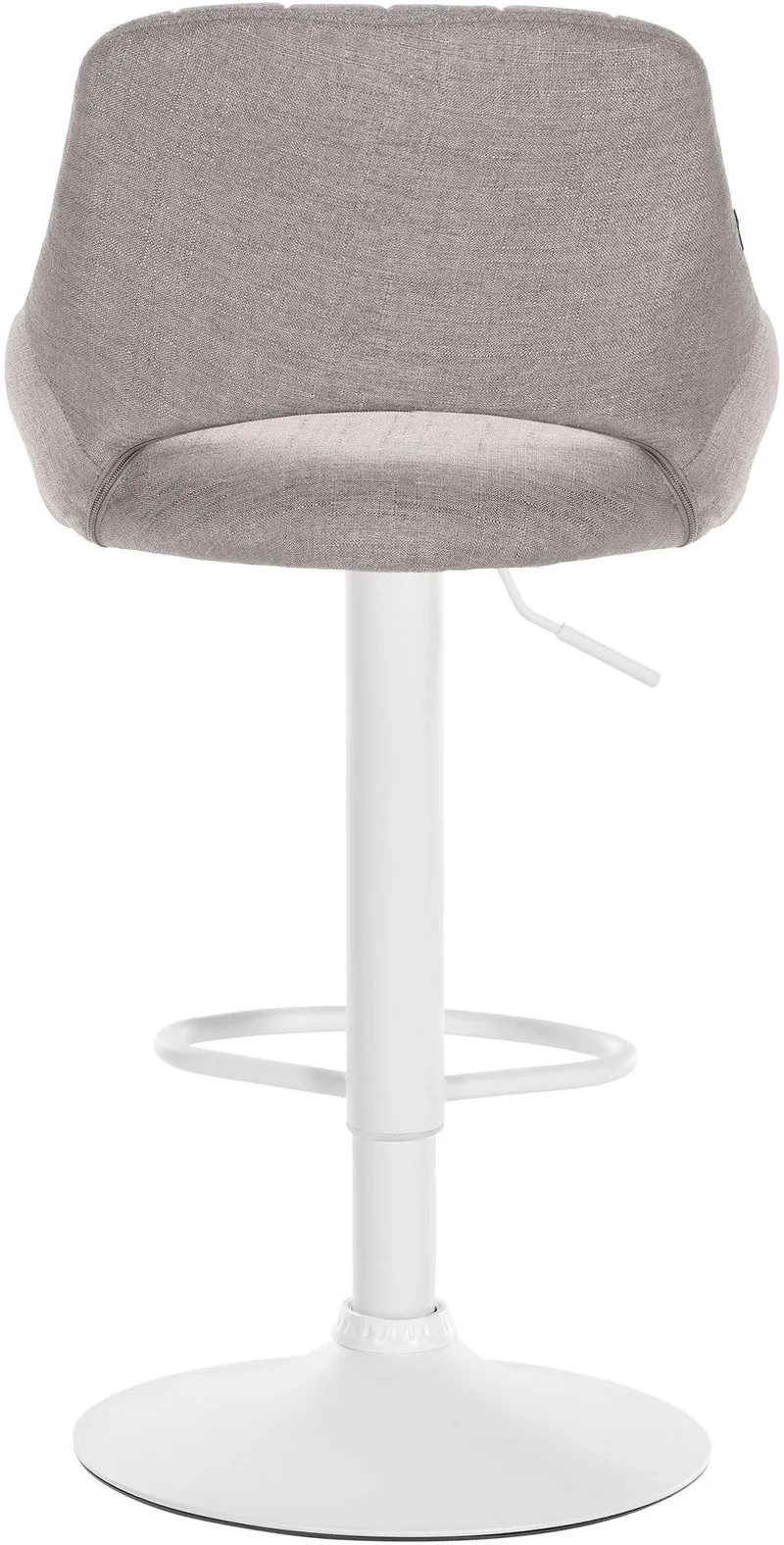 Lot de 2 tabourets de bar réglables en tissu gris dossier ajouré et pied métal blanc 10_0006338