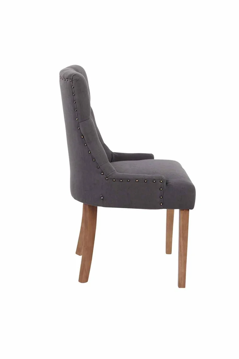 Chaise de salle à manger bureau ou coiffeuse capitonné en tissu gris foncé FAL10057