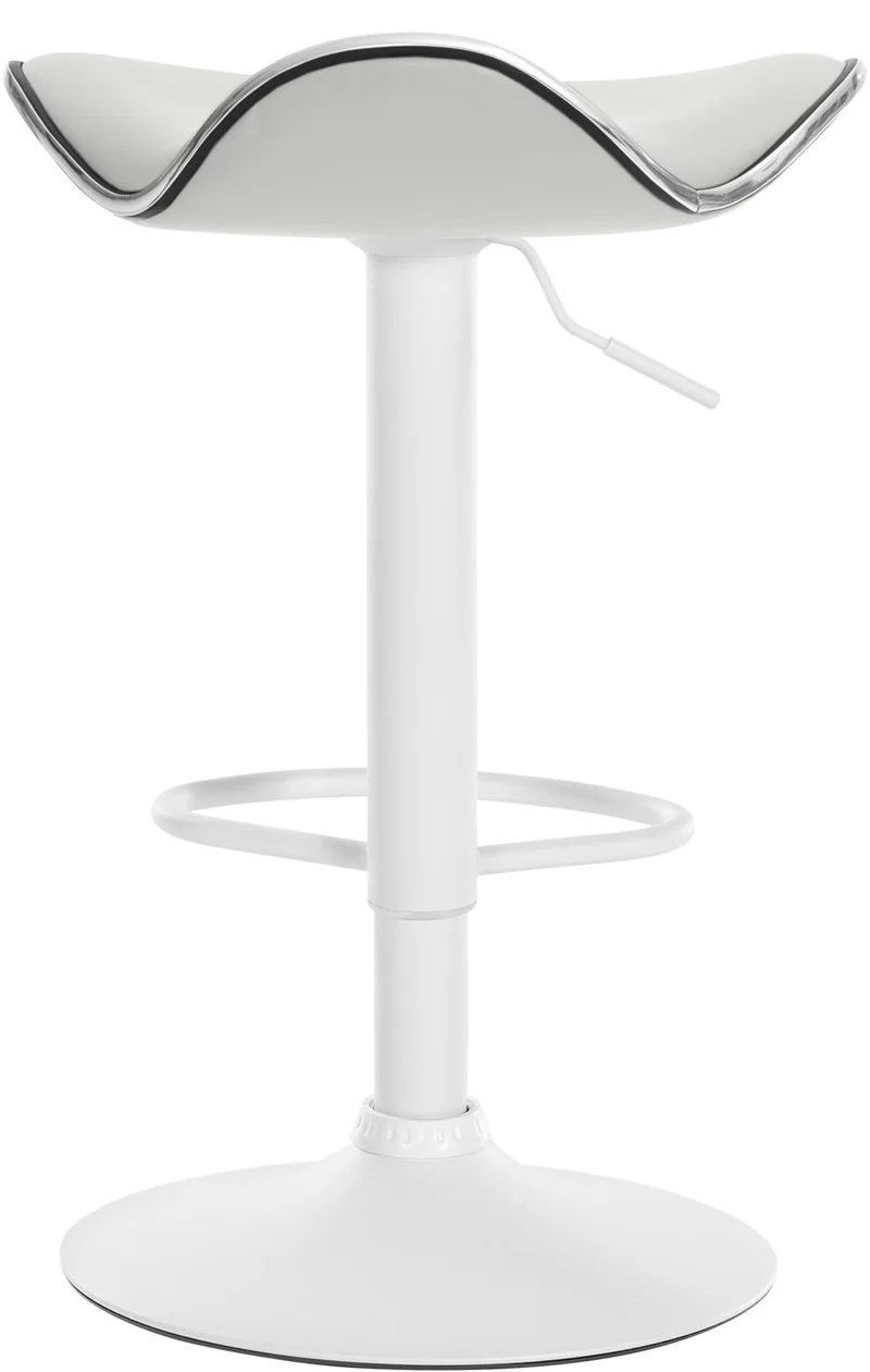 Tabouret de bar x1 assise ergonomique en PVC blanc pied en trompette en métal blanc 10_0005387