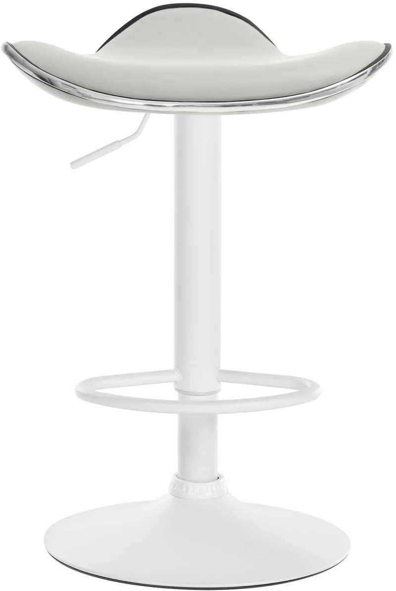 Tabouret de bar x1 assise ergonomique en PVC blanc pied en trompette en métal blanc 10_0005387