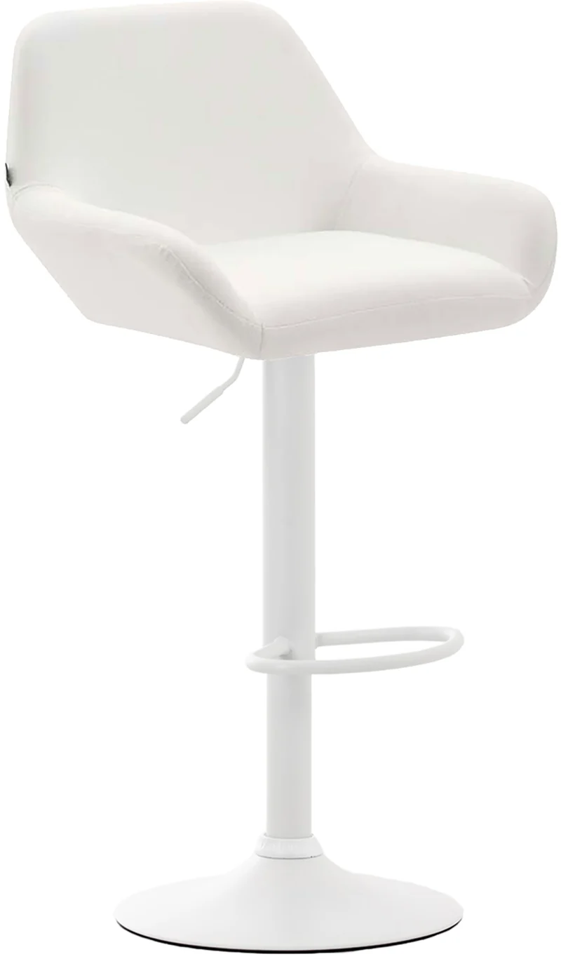 Lot de 2 tabourets de bar repose-pieds en forme d'arc en métal blanc assise en PVC blanc 10_0004027