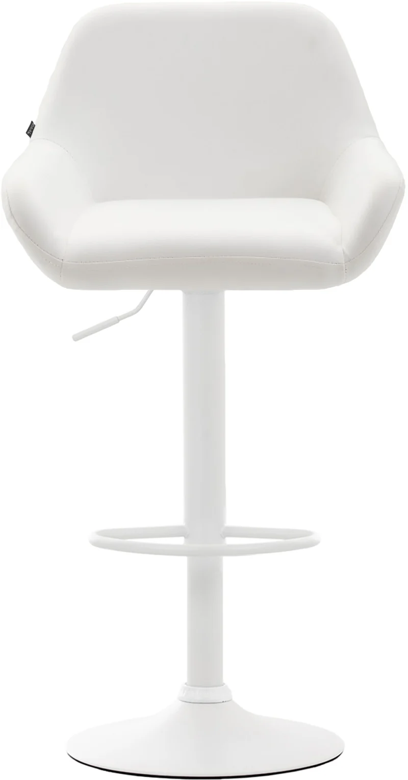 Lot de 2 tabourets de bar repose-pieds en forme d'arc en métal blanc assise en PVC blanc 10_0004027