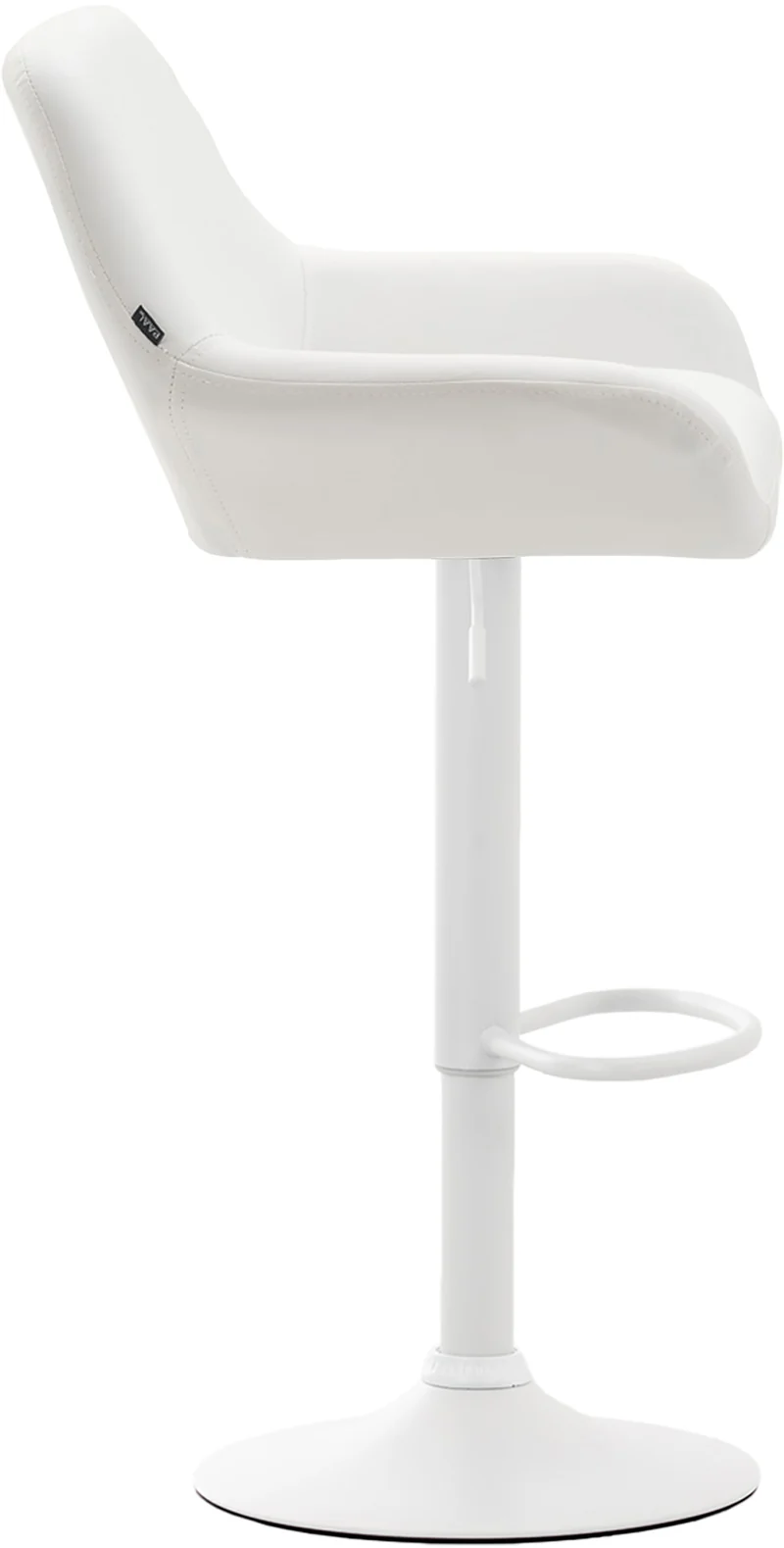 Lot de 2 tabourets de bar repose-pieds en forme d'arc en métal blanc assise en PVC blanc 10_0004027