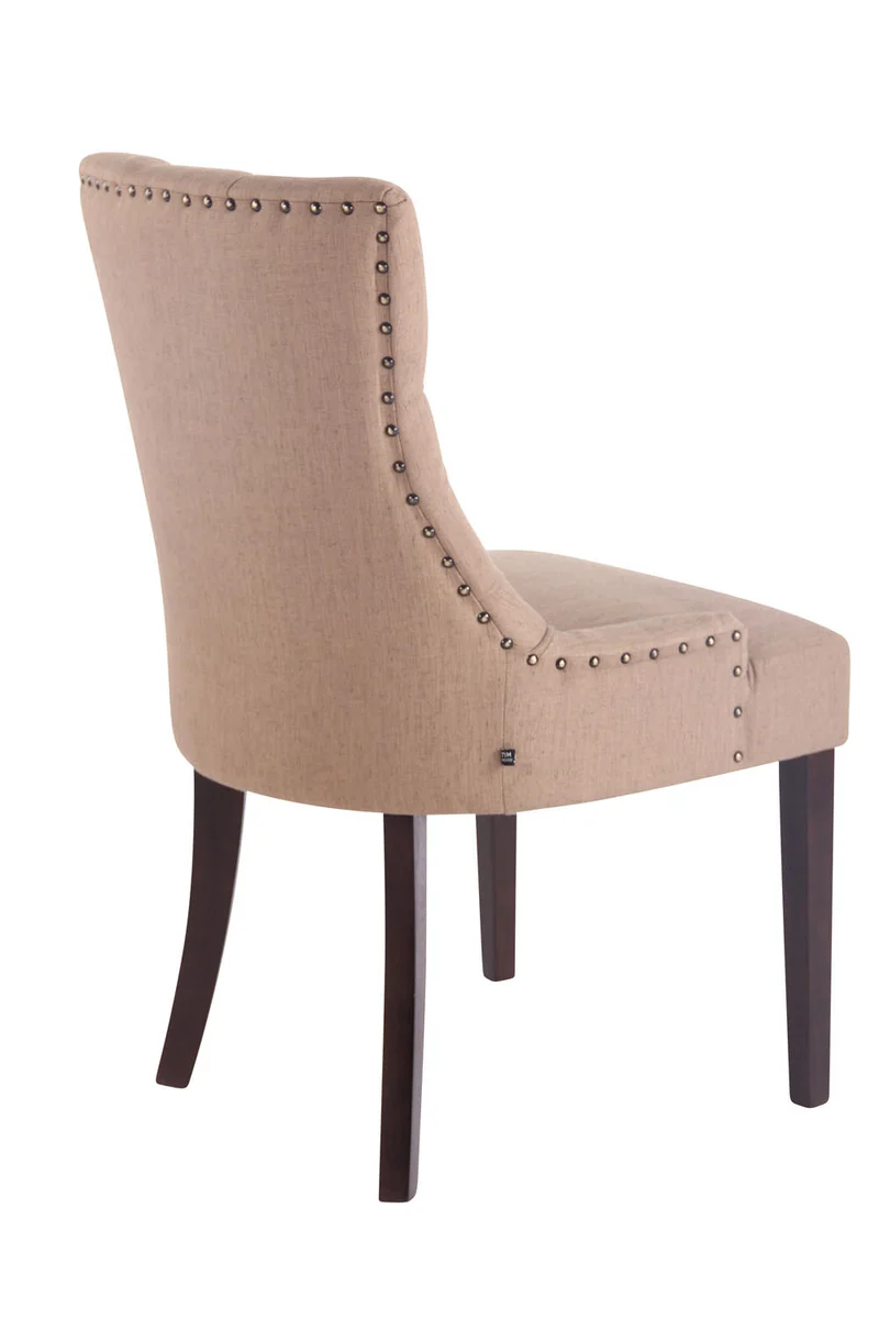 Chaise de salle à manger x1 design antique capitonné en tissu taupe avec 4 pieds en bois marron 10_0001951