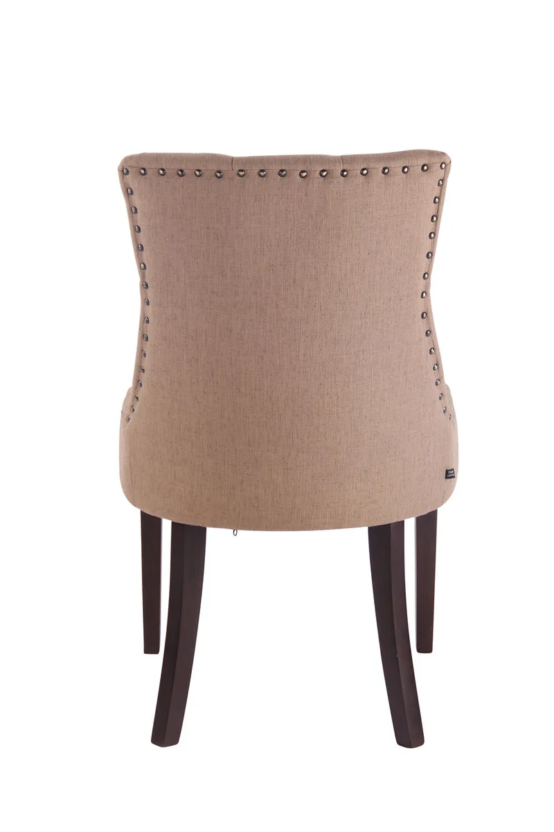 Chaise de salle à manger x1 design antique capitonné en tissu taupe avec 4 pieds en bois marron 10_0001951