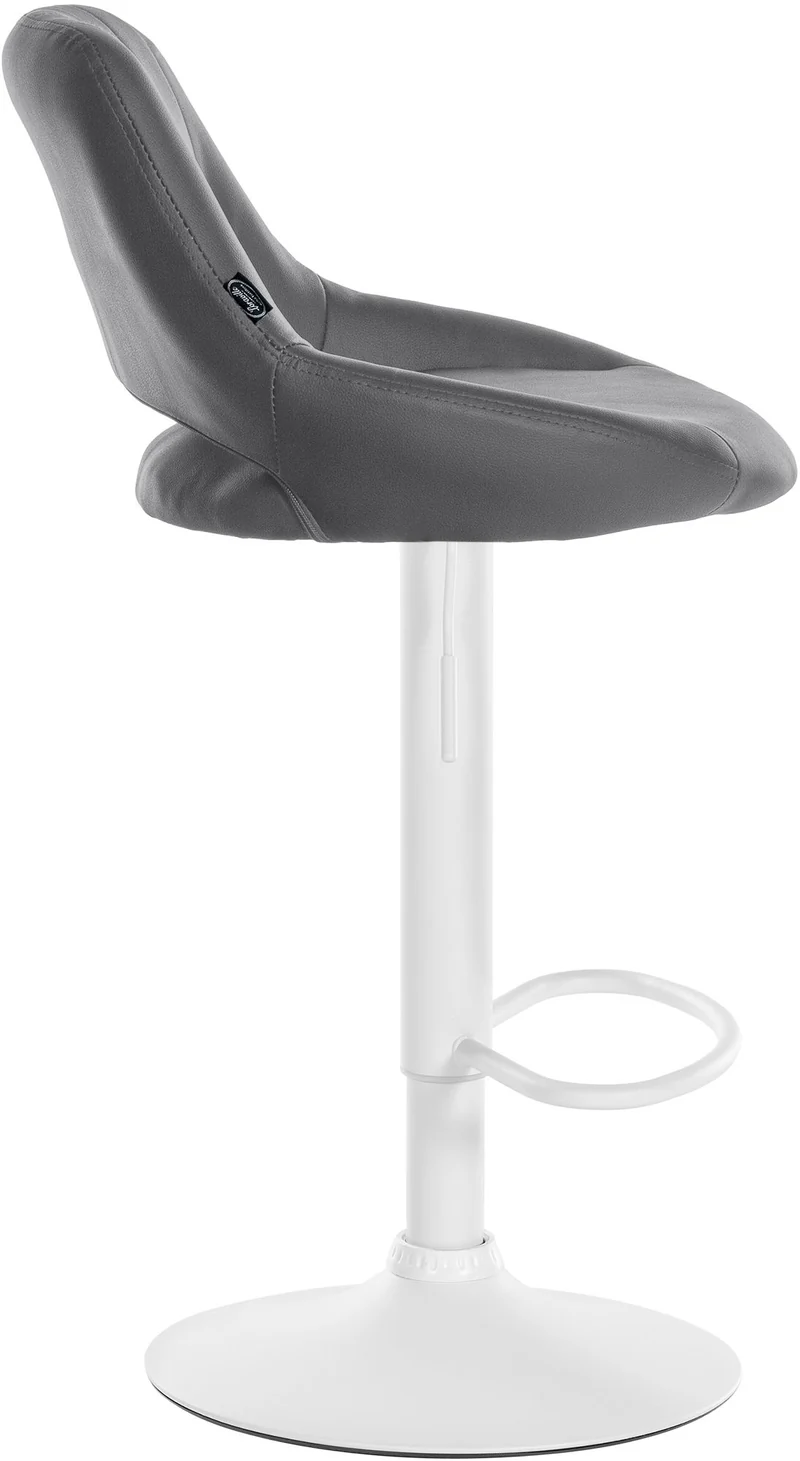 Tabouret de bar x1 avec repose-pieds pivotant et réglable en similicuir gris et métal blanc 10_0006328