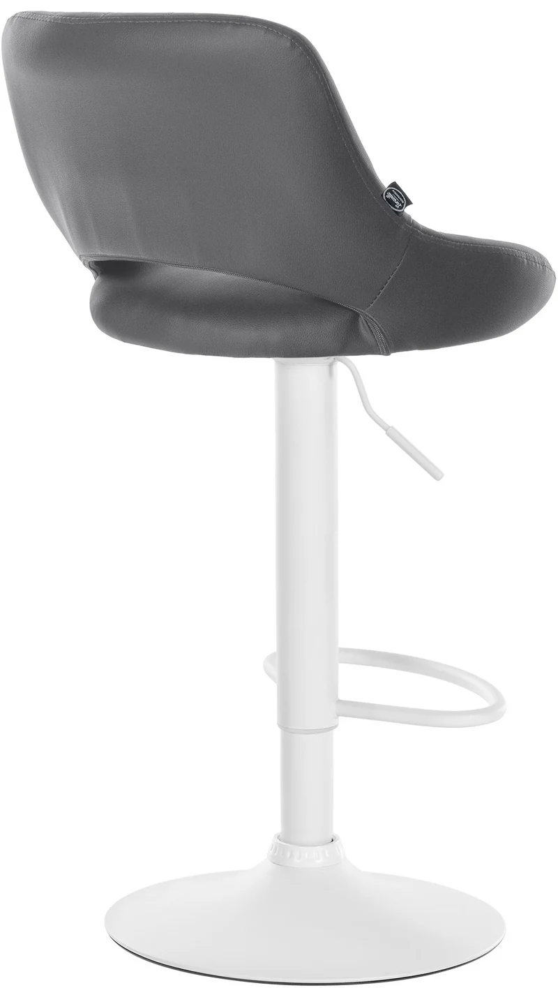 Tabouret de bar x1 avec repose-pieds pivotant et réglable en similicuir gris et métal blanc 10_0006328